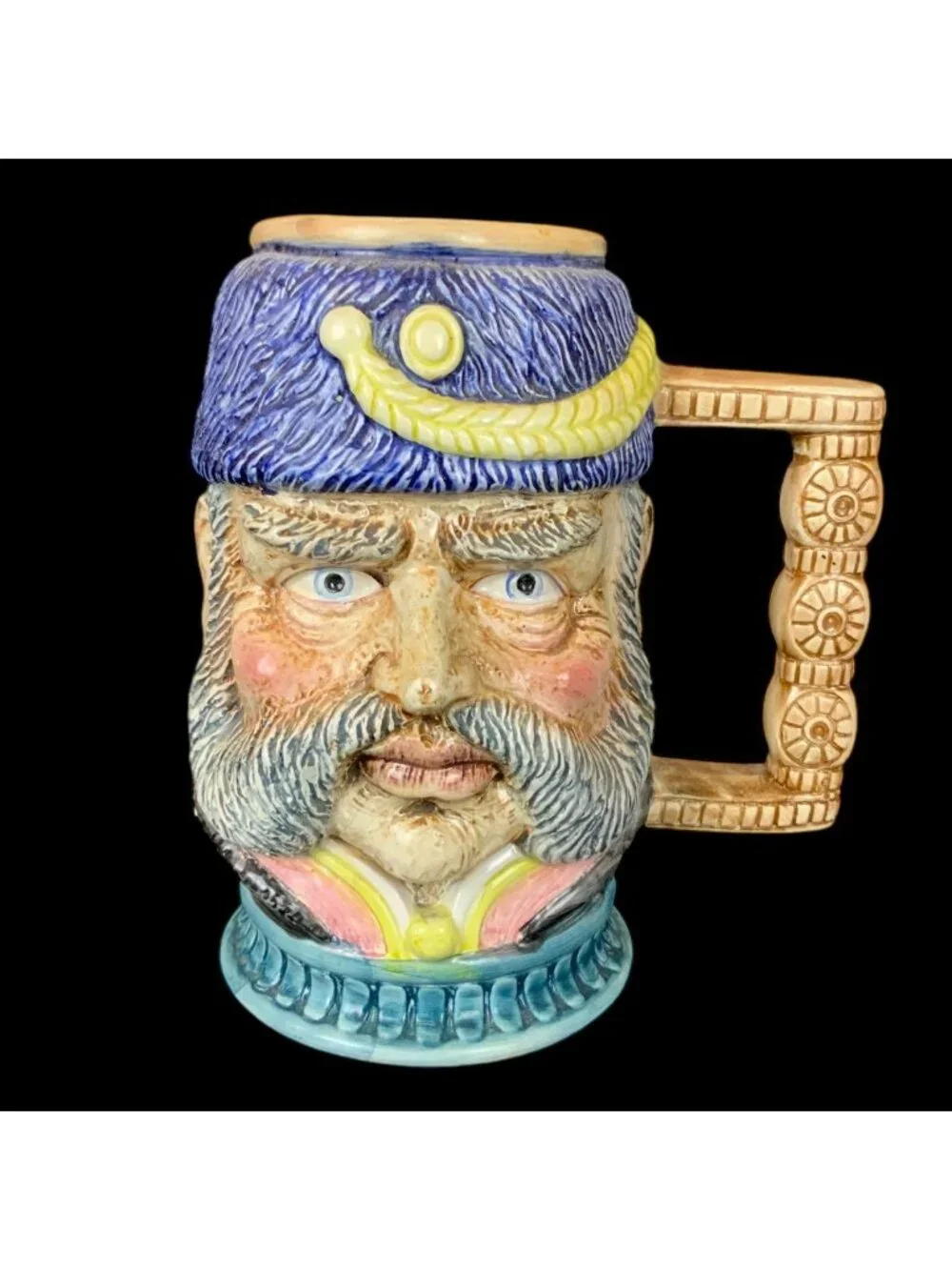 Vintage Magrou Portugal Ceramic Face Head Figural Stein Mug With Handle Barware